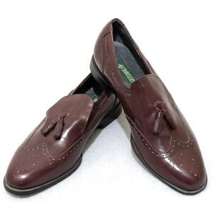Mens Travelers Loafers Sz 11 Burgundy Leather Upper/Sole Wingtip Tassels V Good